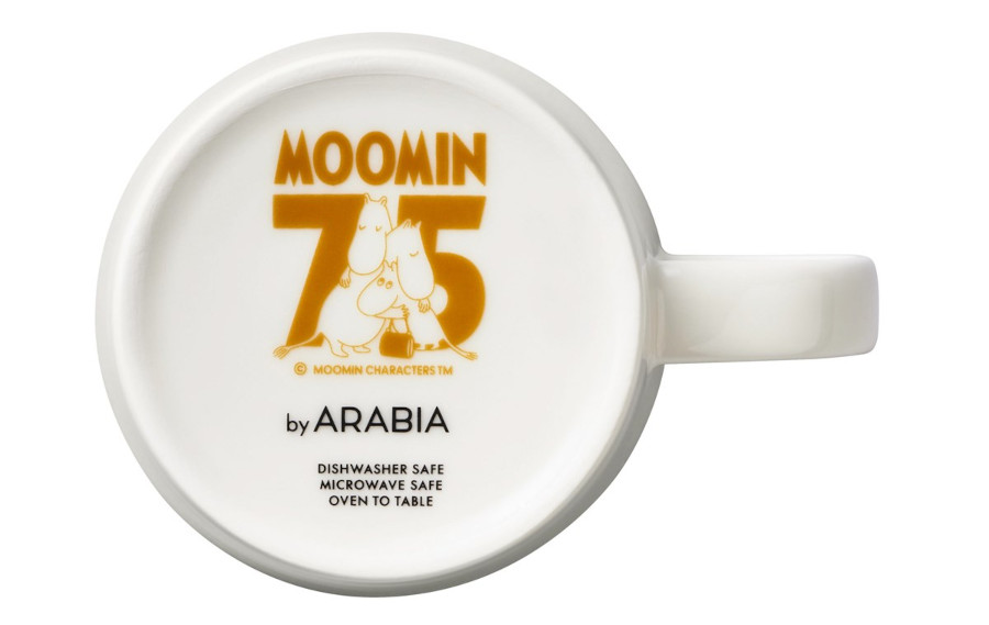 Guldstämpel Muminmugg, 75-års jubileum, Arabia porslin