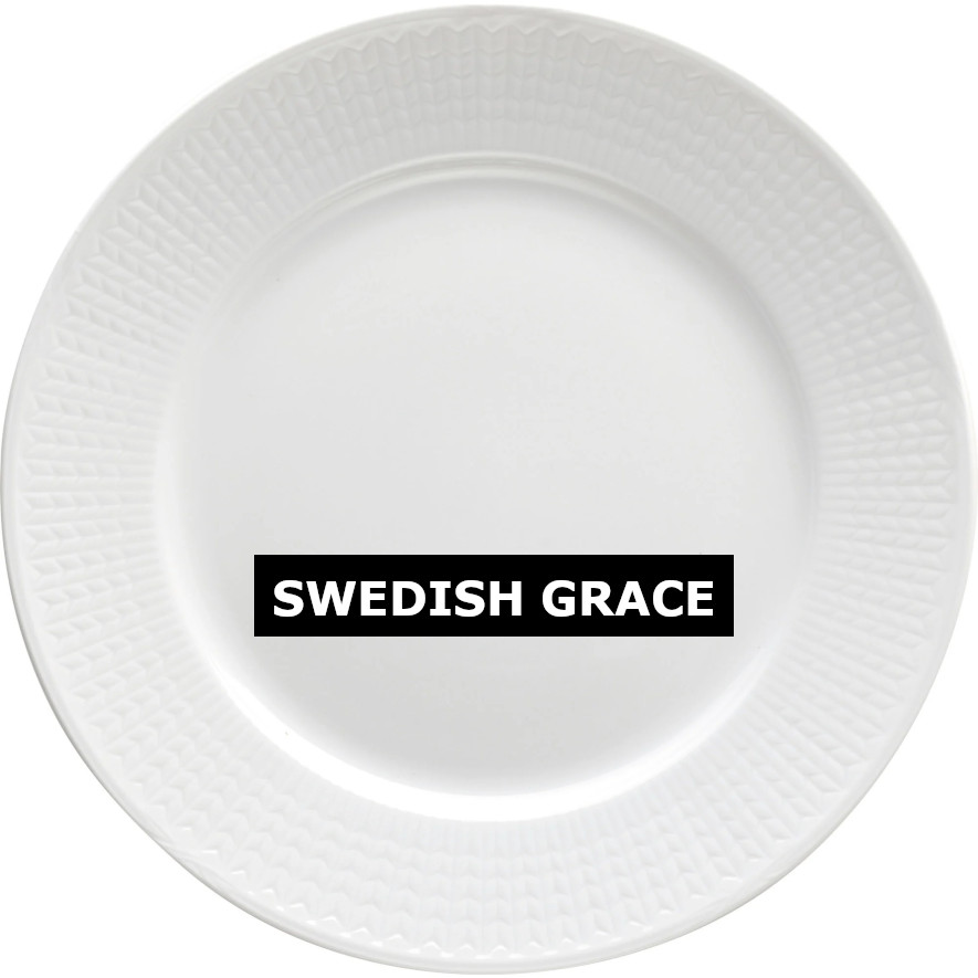 Vit Swedish Grace tallrik, Rörstrand porslin